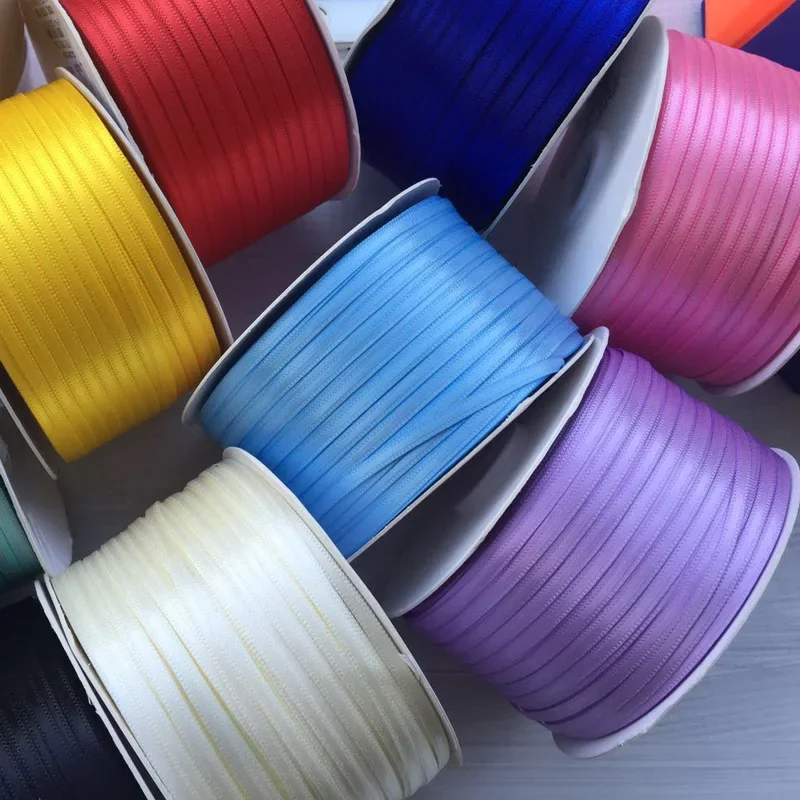 Ruban Double face en Satin de Polyester, 100yards, 3mm, rubans d'emballage cadeau, décoration de fête de mariage, accessoires de vêtement DIY