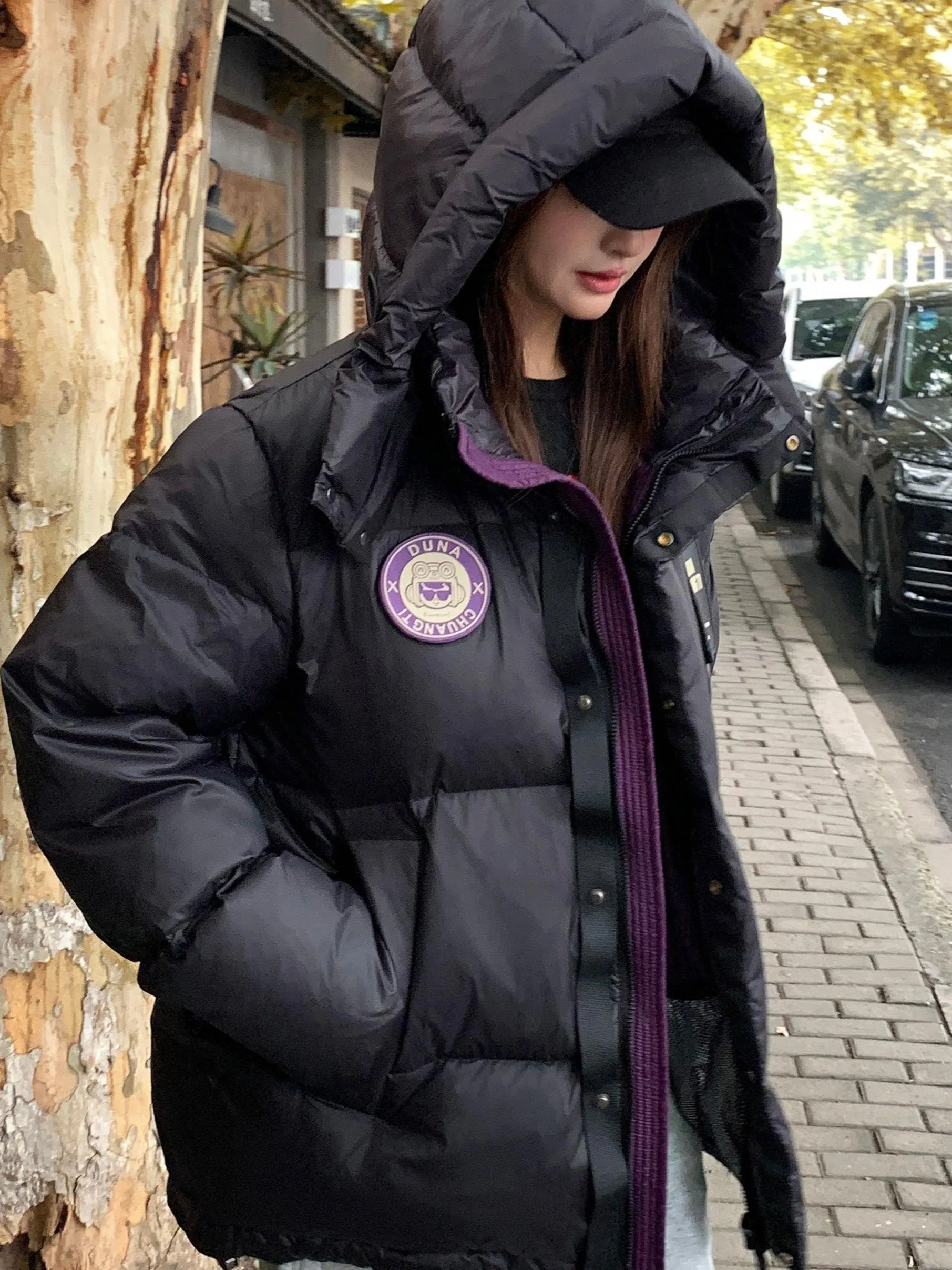 

White Du down Puffer Jaet ort Sle 2025 New Bla Gold Couple Model Bread Clothes Outerwear Loose Cotton Coat for Men ...