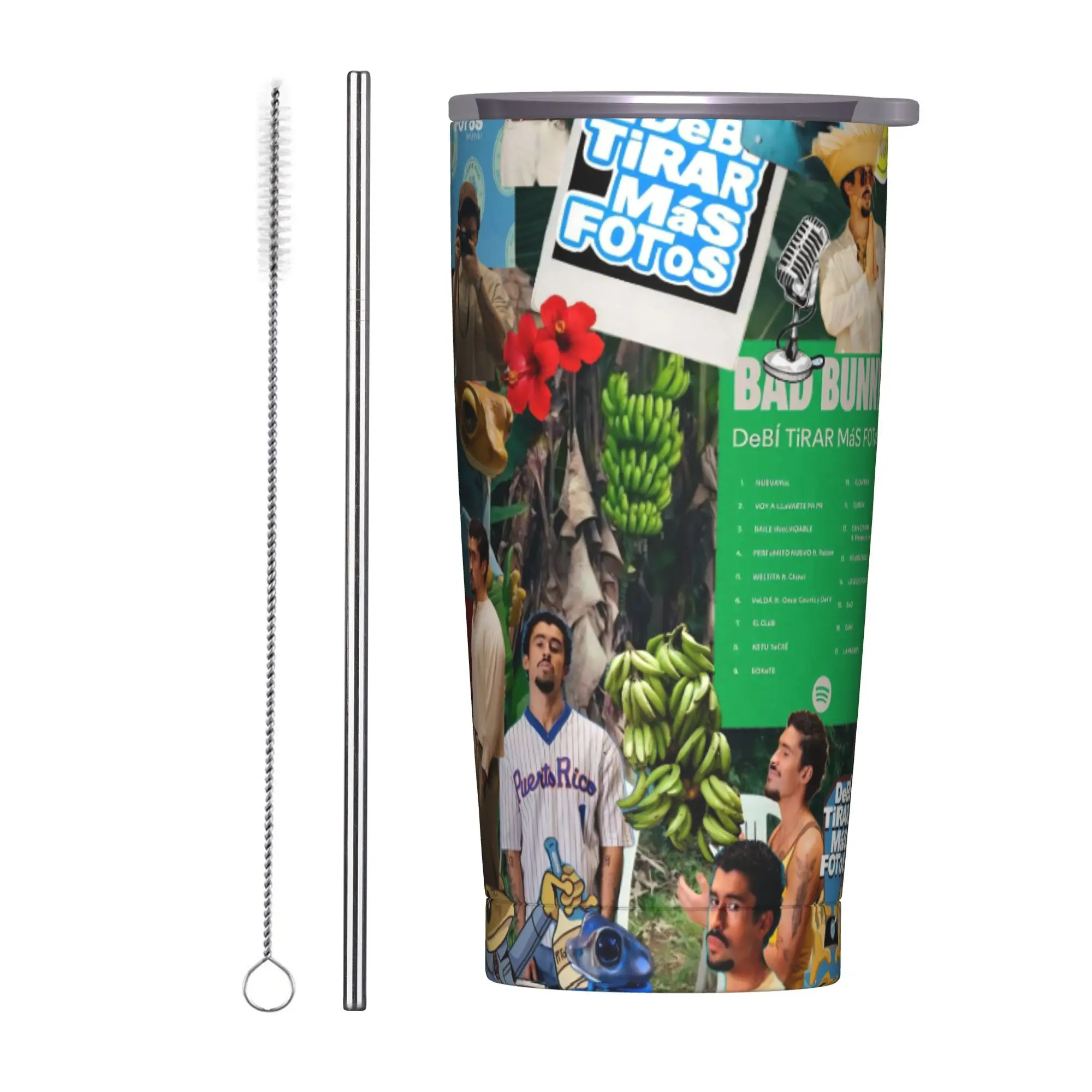 Bad Bunny DTMF Tour 2026 Tumbler Vacuum Insulated  Thermal Cup Stainless Steel Double Wall Mugs Spill Proof 20oz