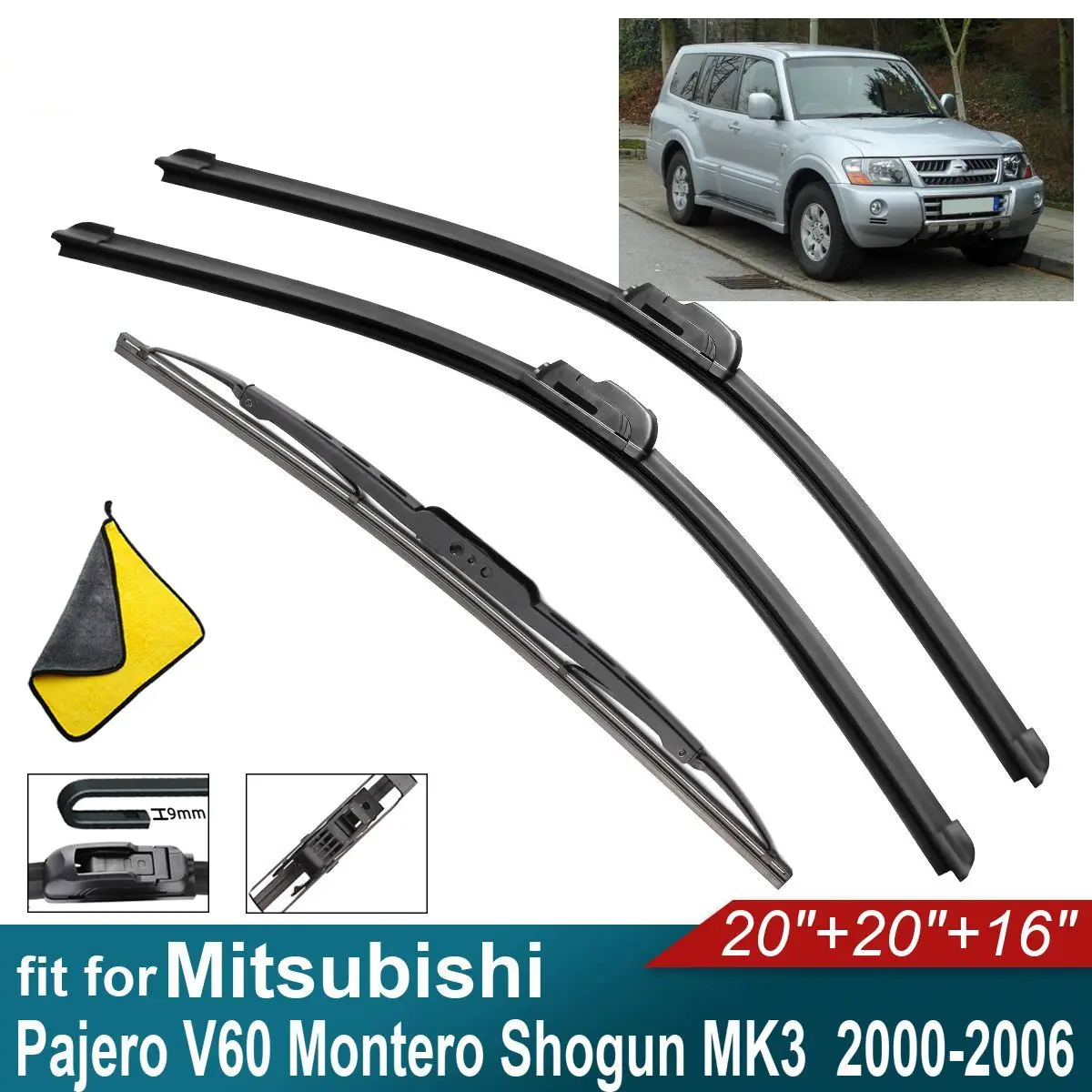 

Car Windshield Wiper Blades Fit For Mitsubishi Pajero V60 Montero Shogun MK3 Rear Wiper Blades Soft Rubber Auto Windscreen