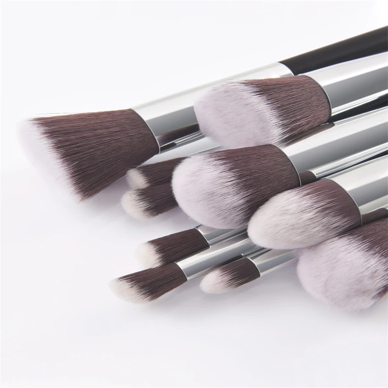 10 pcs/Set Mini soft skin-friendly not shedding is more soild metal ferrule cosmetic brush set with support customize packges