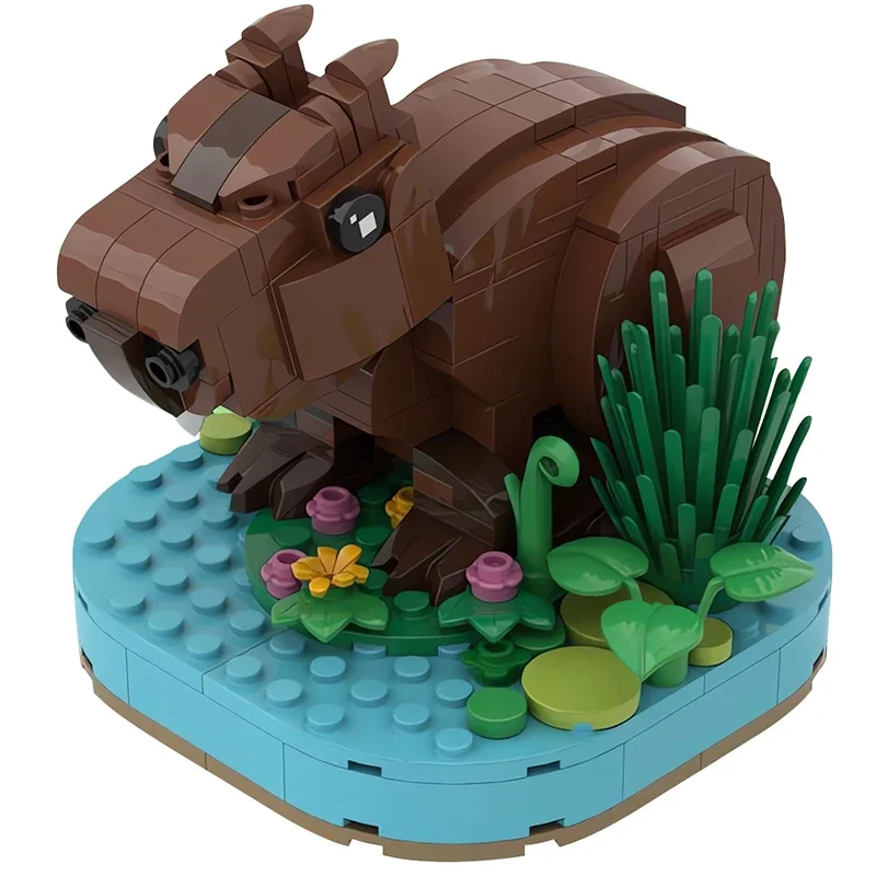 Capybara Model Building Blocks Set MOC 101767 Forest Animal Water Hog Pigs Tree DIY Toy Children Fan Birthday Christmas Gift