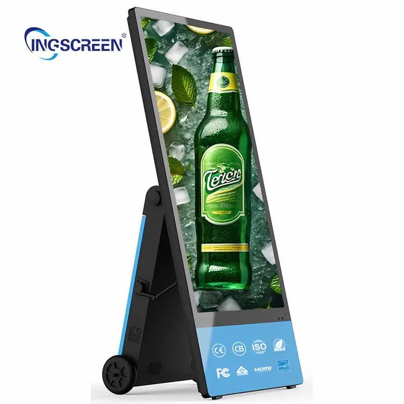 Portable Touchscreen Advertising Player Movable Full Color Waterproof 55 Inch Kiosk Digital Outdoor Screen for Shopping Mall