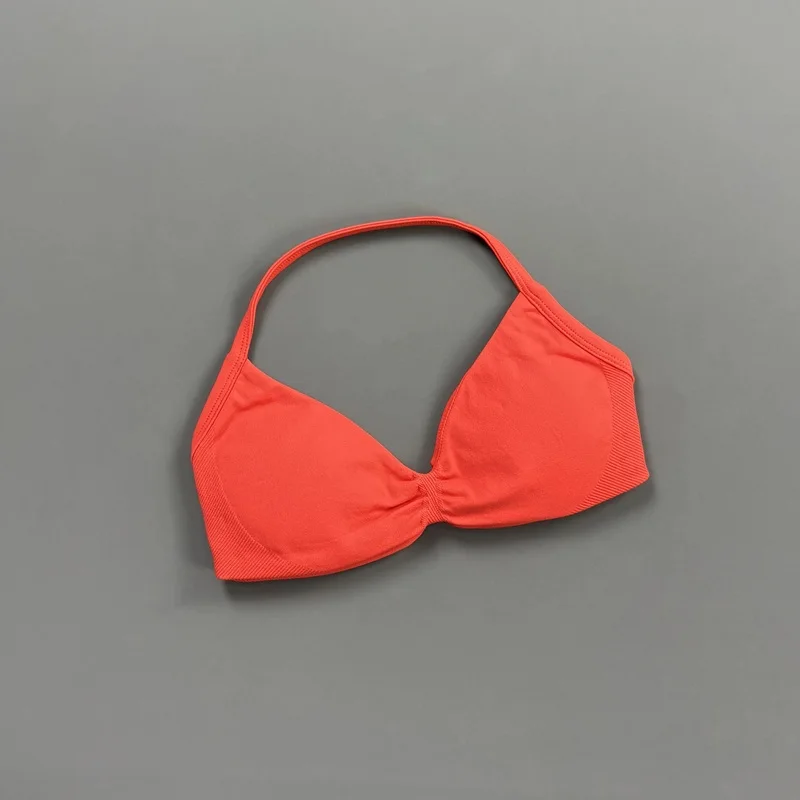 HISTELLO Impact Strappy Bra Damen Rückenfreier Sport-Tanktop Halter Neck Gym Trainingsunterwäsche Nahtloser Pilates Workout Yoga-BH – Detail 16