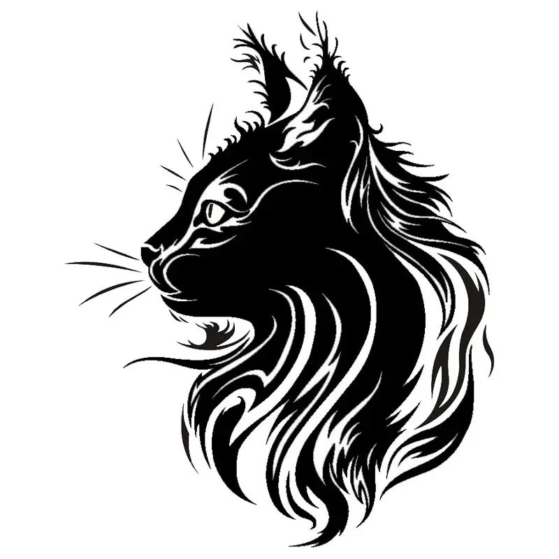 

Car style vinyl stickers, decorative animals and cats, fashionable cartoon accessories, black/silver, 16x19.9 cm