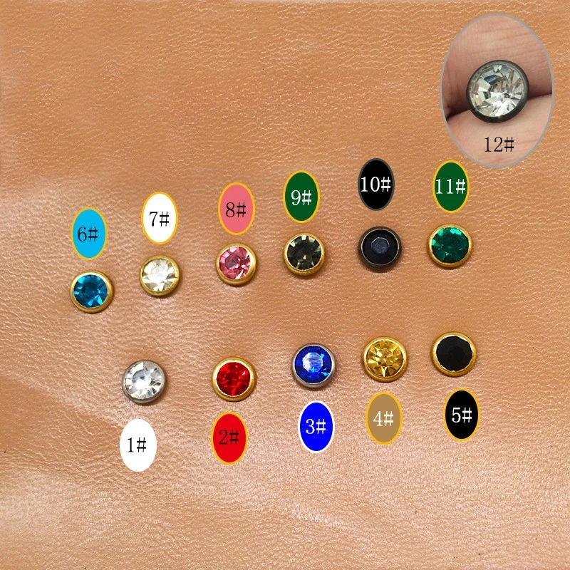 6mm Golden Base Multicolor Glass Crystals Rhinestone Rivets Decorative Accessories Studs For Leathercraft DIY Leather Rivets