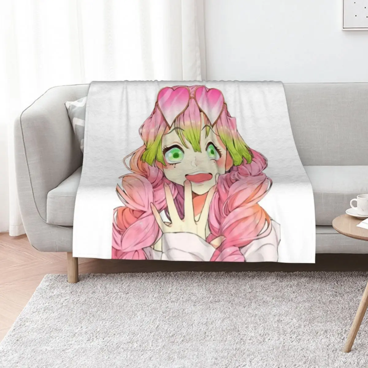 

Mitsuri Kanroji Throw Blanket Bed Fashionable Extra Large Throw Multi-Purpose Retros Blankets