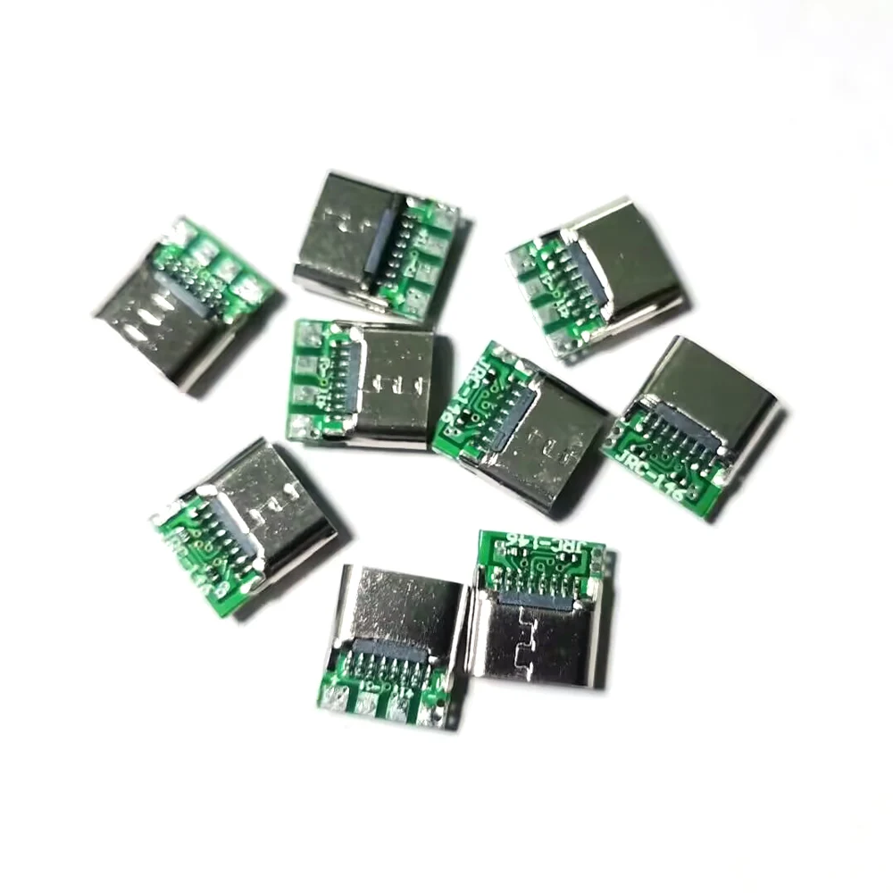 USB3.1 Female Type-C 16P Socket with Board, Dual 5.1K Resistor Welding Board Connector, 4 Solder Points