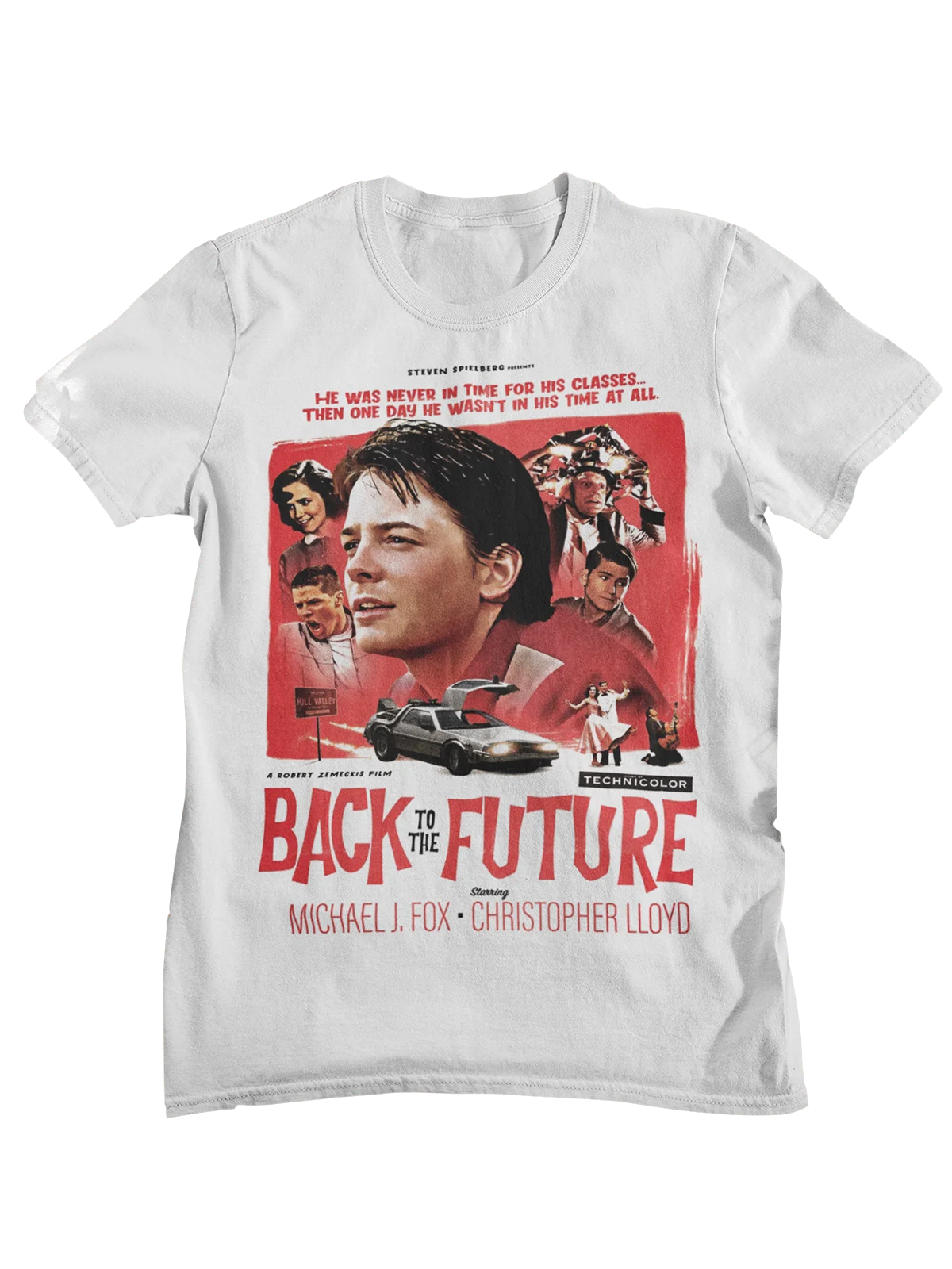 Retro-T-Shirt mit Aufdruck „Zurück in die Zukunft“ für Herren, Marty Doc Delorean Time Machine inspiriertes, lässiges, kurzärmliges Baumwoll-T-Shirt mit O-Ausschnitt