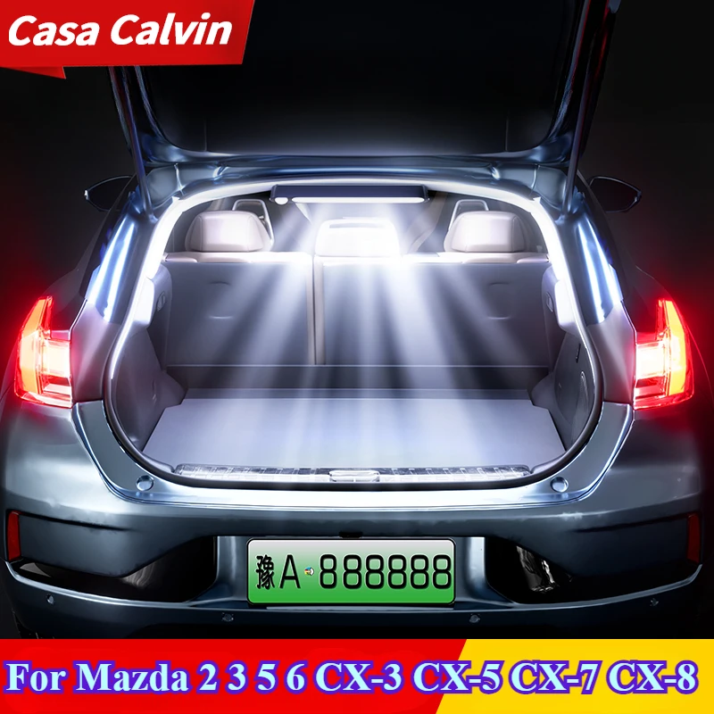 For Mazda 2 3 5 6 CX-3 CX-5 CX-7 CX-8 Trunk Car Sensor Light Floor Trunk Hood USB Rechargeable Automatic Induction Light Bar