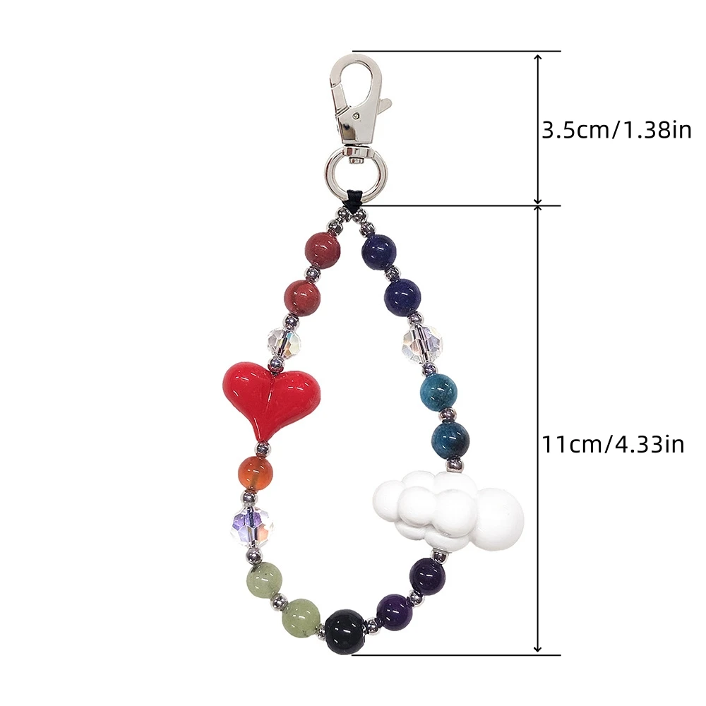 HERLOOK Heart Keyring Y2K Accessories Natural Stone Keychain Cloud Key Chain Beads Keychains Pendant