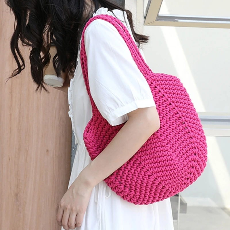 Hollow Summer Bag Fashion Ladies Handbag Large Capacity Shoulder Bag Vacation Knitted Bag Vintage Tote Bag