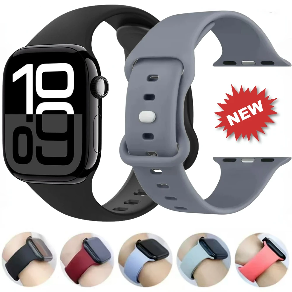 Sport Silicone Strap for Apple Watch Band 44mm 40mm 45mm 41mm 46mm 42mm 49mm Series Bracelet iWatch Ultra 10 9 8 7 6 5 4 SE Band
