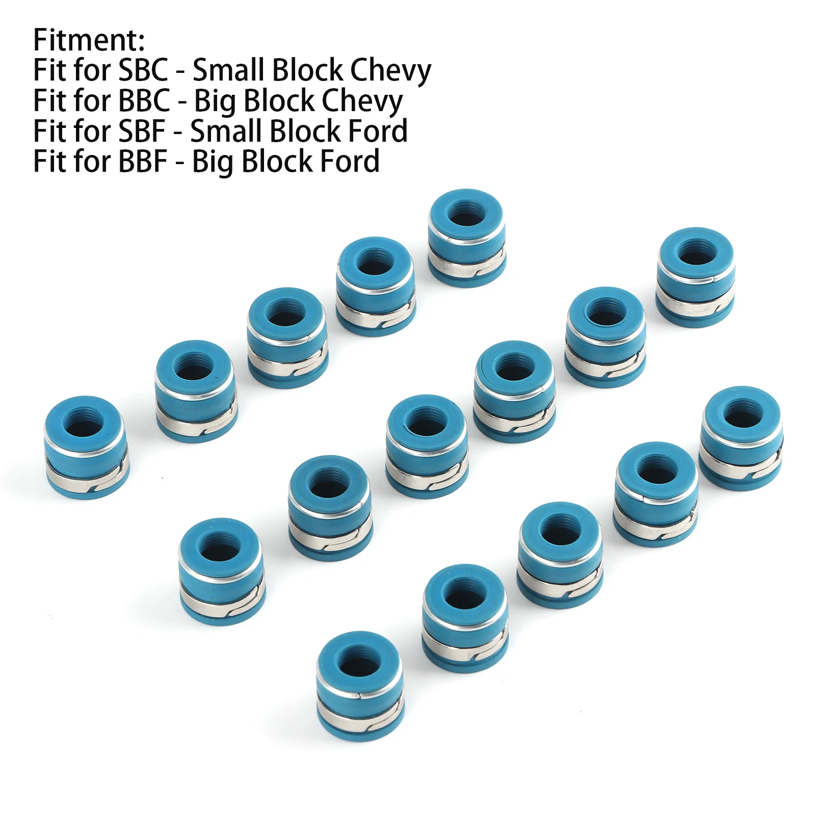 16pcs Valve Stem Oil Seals Set Fluororubber Excellent Sealing Parts Fit For GM SBC V8 Engine