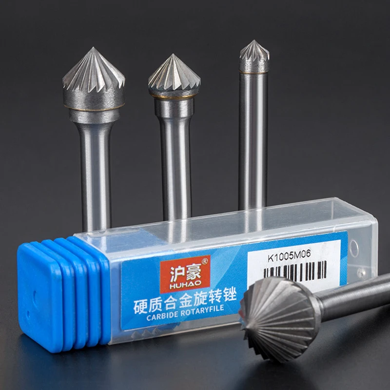 1 Pcs 90 Degree Carbide Rotary File Shank Diameter 6mm Tungsten Steel Alloy Milling Cutter Conical Metal Grinding Head K-Type