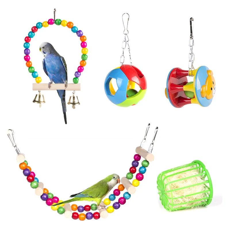 

5Pcs Bird Toys for Parakeets Wood Parrots Toys Budgie Toys Bird Perch Swings for Small Birds Toys Ladder Swing for Parakeets