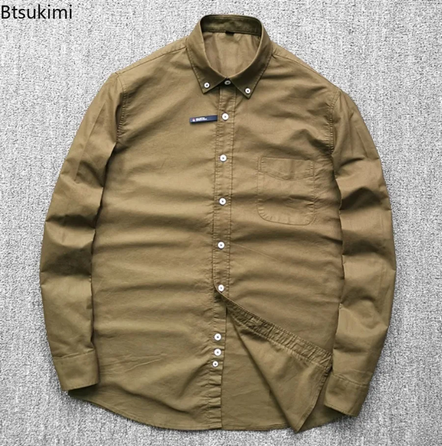 

Мужская рубашка-оксфорд из хлопка, деловая свадебная рубашка для отдыха, однотонная корейская версия, разноцветная модная классическая рубашка