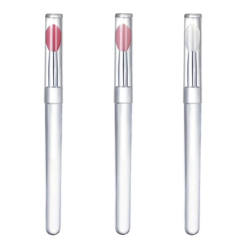 1pc portátil silicone escova labial com capa macio multifuncional aplicador de bálsamo labial batom lipgloss sombra pincéis de maquiagem