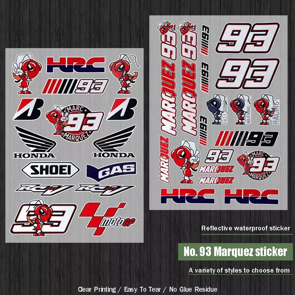 

Universal Racing Theme Stickers Kit Waterproof Reflective PVC Decals for Motorbike Helmet Car Laptop DIY Accessories