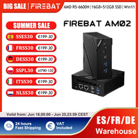 FIREBAT AM02 MINI PC AMD Ryzen 5 6600H DDR5 16GB RAM 512GB SSD WIFI6 BT5.2 Portable Desktop MINI PC Computer Network port HDMI