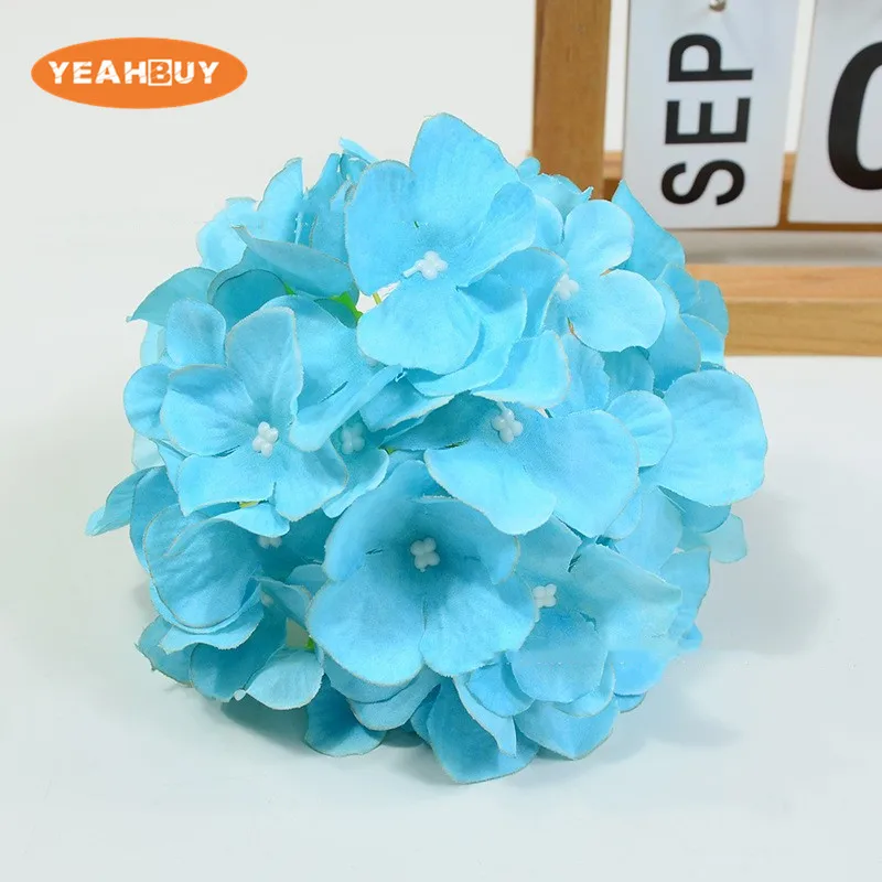 50 Stück 14 cm 16-farbige künstliche Hortensienblütenköpfe aus Seide für DIY Hochzeitswandsträuße, Party, Markt, Garten, Blumendekoration – Detail 9