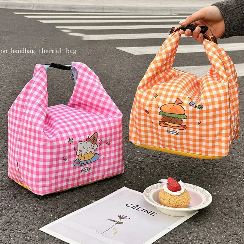 Insulated Lunch Box Bag Portable Hand-Held Large Capacity Commuting Lunch Box for Students Office Workers