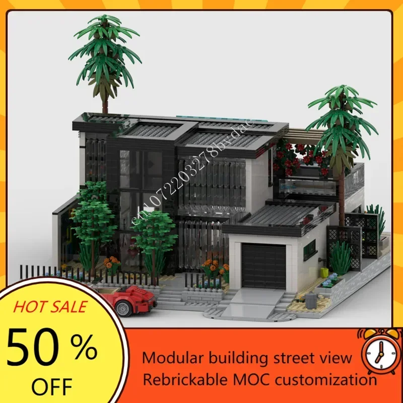 4781 шт., карибская пляжная вилла, модульная MOC, креативная модель с видом на улицу, головоломка на заказ, архитектура, сделай сам, сборная модель, игрушки, подарки