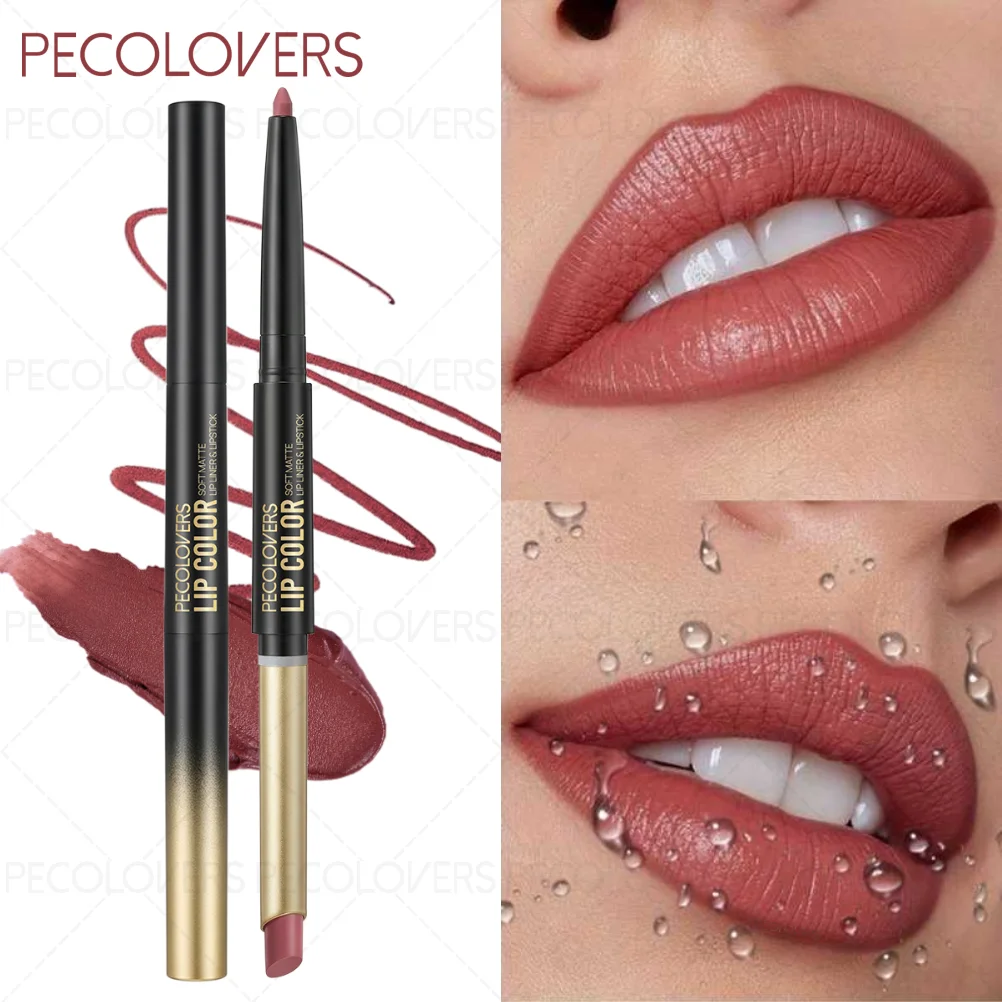 1PC Double-Ended Lipstick Pencils/ Lip Liner - Sweatproof, Long-Lasting & Waterproof, Daily Makeup, Charming Lips