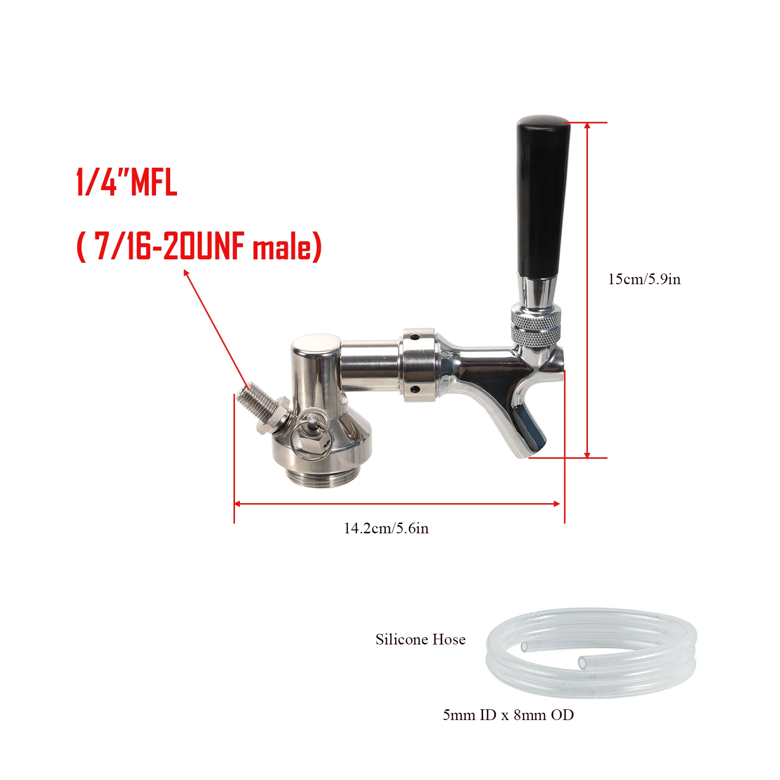 Mini Keg Growler Dispenser Head US Standard Beer Tap 1/4