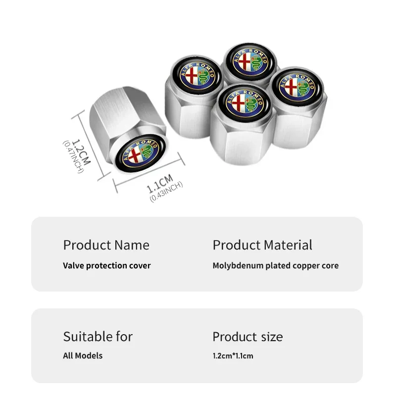 Hub Caps Car Emblem Wheel Tire Valve Stem Cap Dust Cover Accessories For Alfa Romeo GT Stelvio F1 Brera Volante Tonale Gloria Di view 6