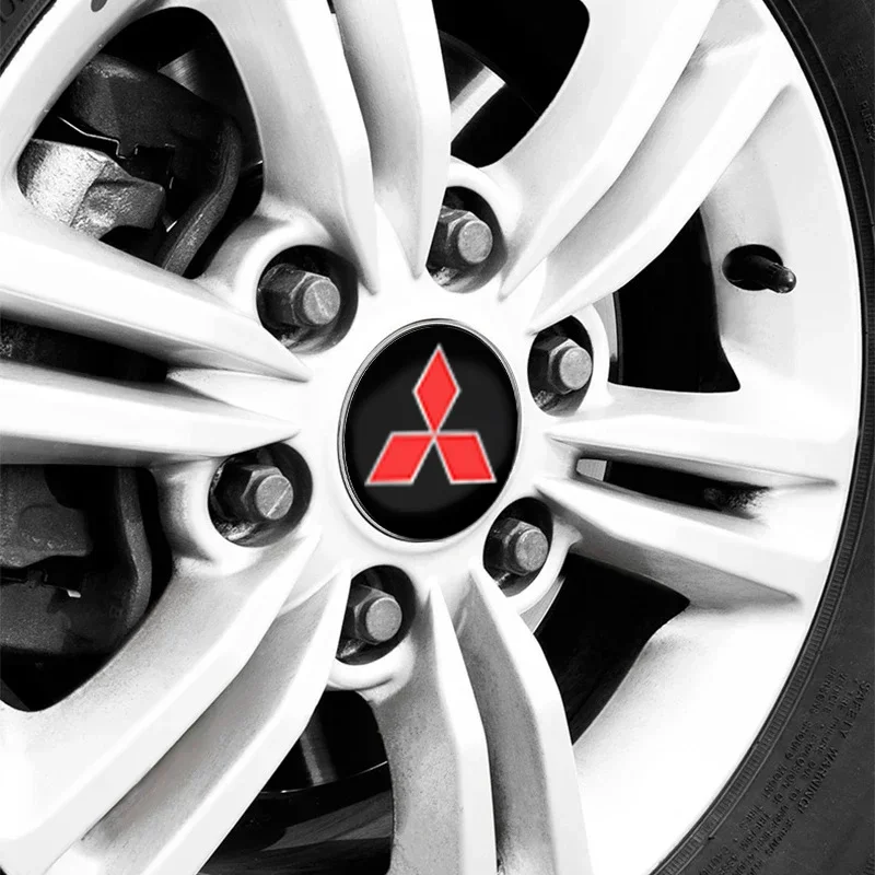 4Pcs 56/60mm Hub Caps Car Wheel Center badge Caps car accessories For Mitsubishi Motors Metal Label Sticker Label Emblem Chrome