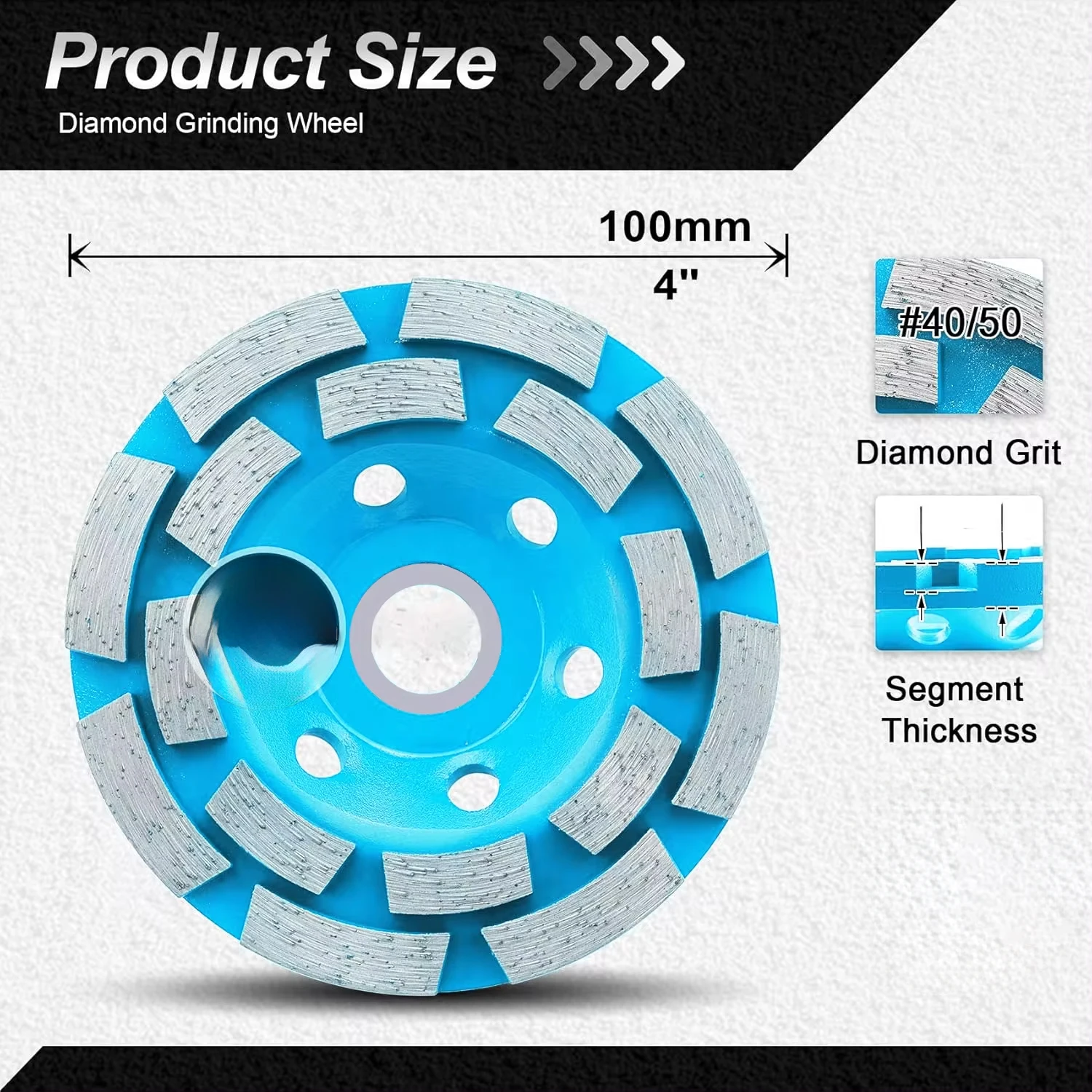 100mm Diamond Grinding Disc Double Row Diamond Segment Grinding Wheel Cup Disc Grinder Concrete Granite Stone Cut