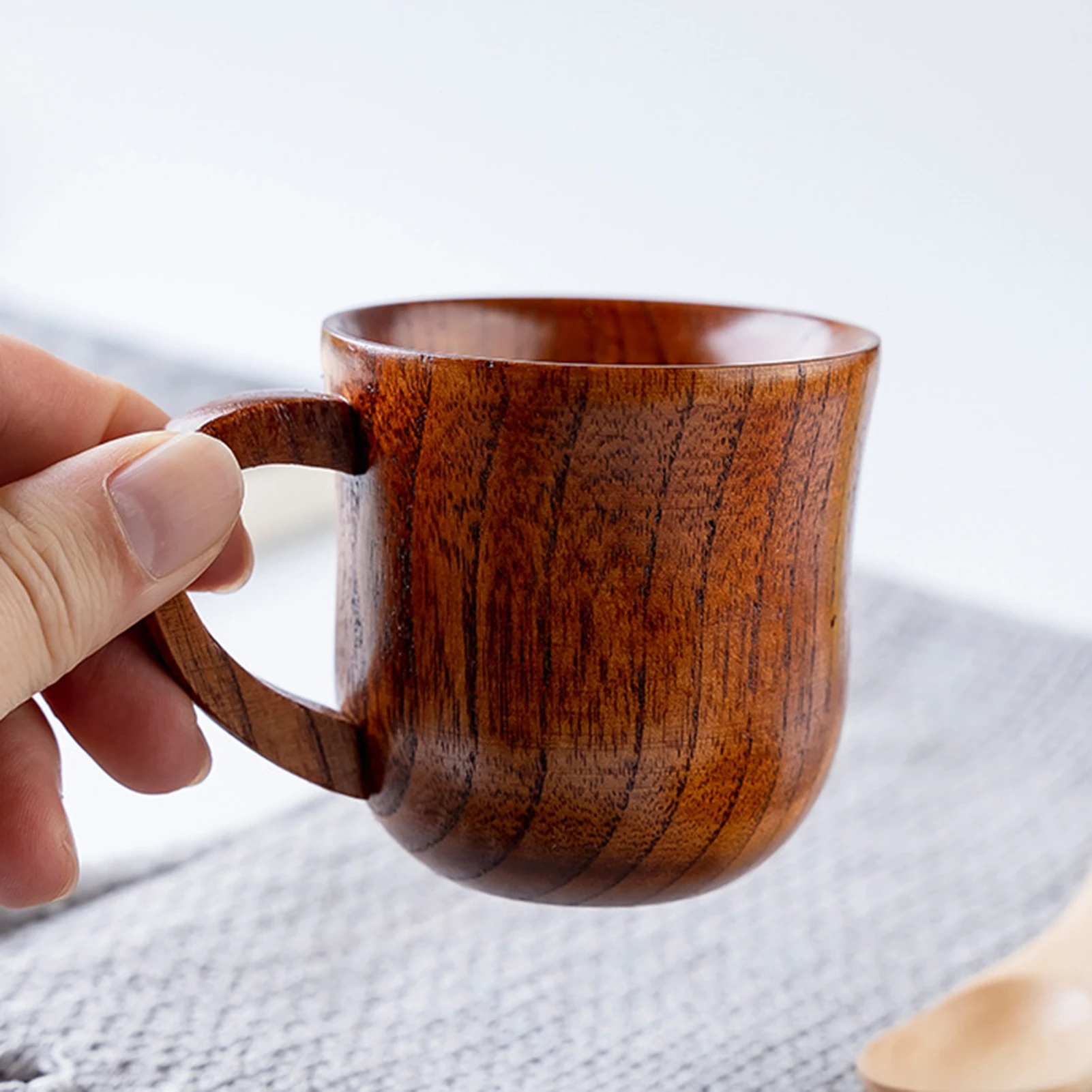 Wood Drink Cup with Handle Attractive Water Cup with Handle for Home Office Daily Drinking