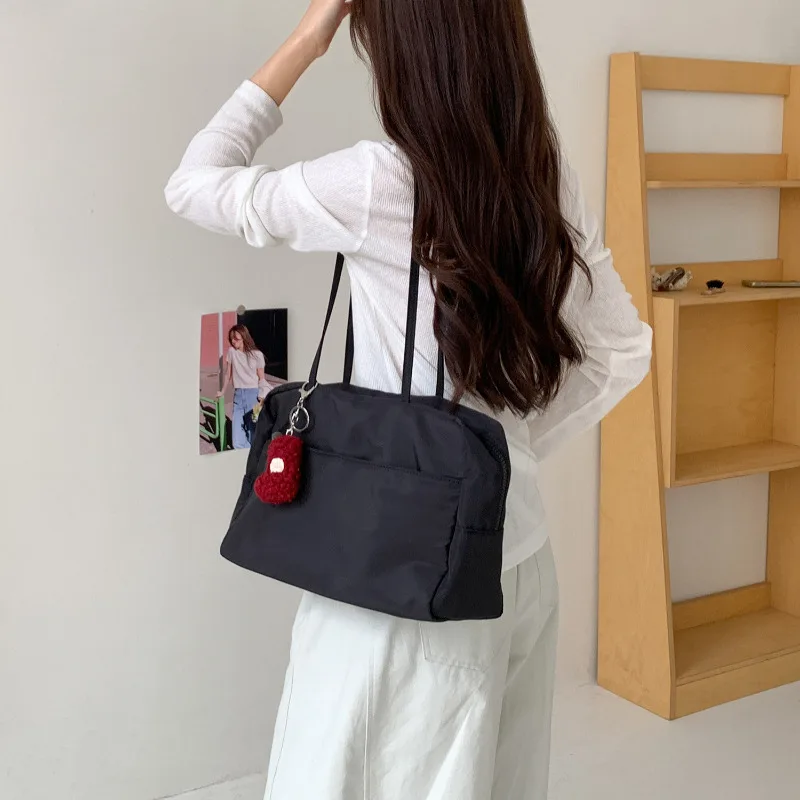 New Boston Bag Nylon Shoulder Bag Tote Handbag Fashion Large Capacity Multi Pocket Casual Lightweight Korean Style Women