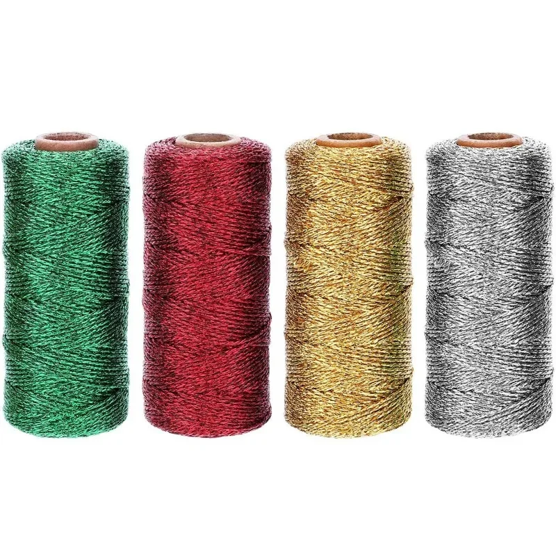 1mm 100 Meters Metallic Bakers Twine String for DIY Crafts Packing Materials Decorative Wrapping Gold Silver Cords Thread