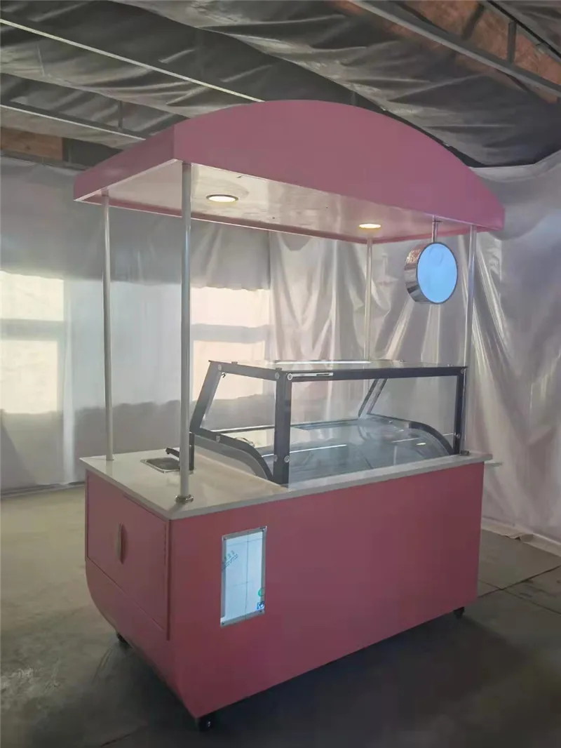 Bicicleta de sorvete manual com freezer, display de gelato, bebidas congeladas, refrigerador refrigerado, vitrine, carrinho de comida, vans