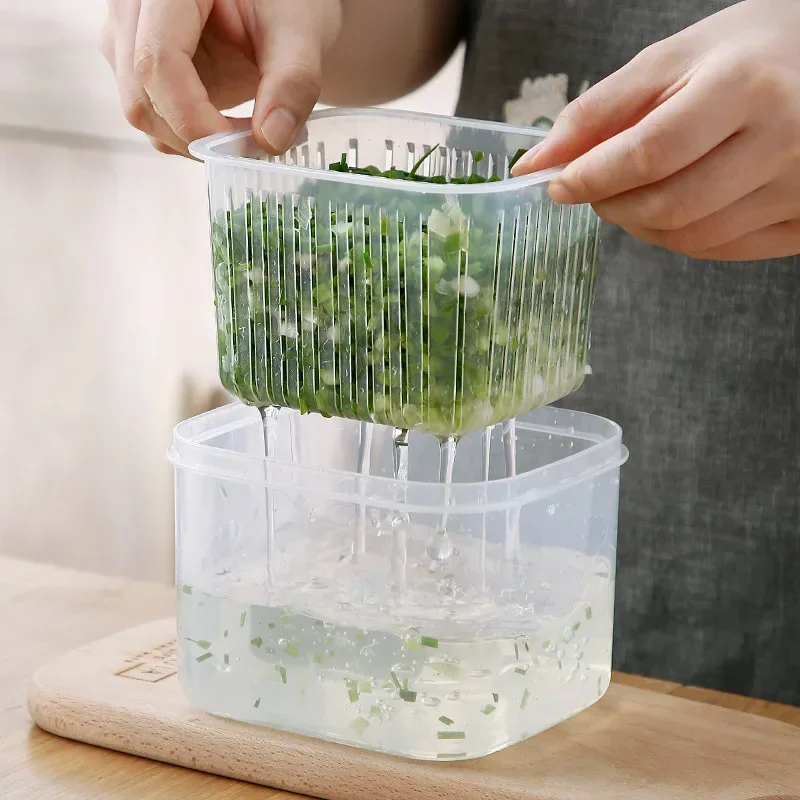 Refrigerator Fresh-keeping Box Household Kitchen Scallion Separation  Food Material Sealed Freezing  Drain Storage