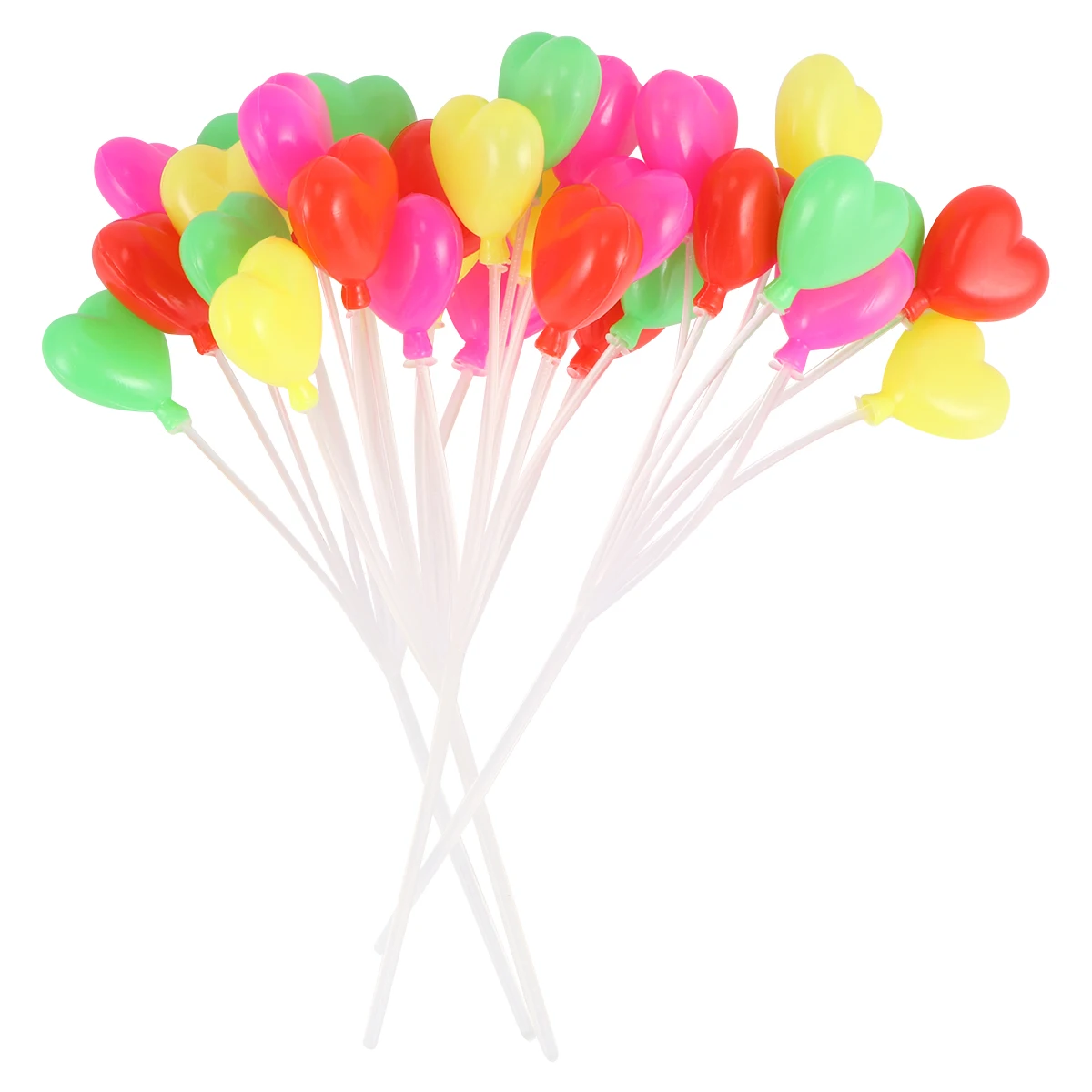 

10pcs Heart Balloon Picks Colorful Cake Toppers for Birthday Party Decorations Plastic Fruits Cakes Dessert Topper