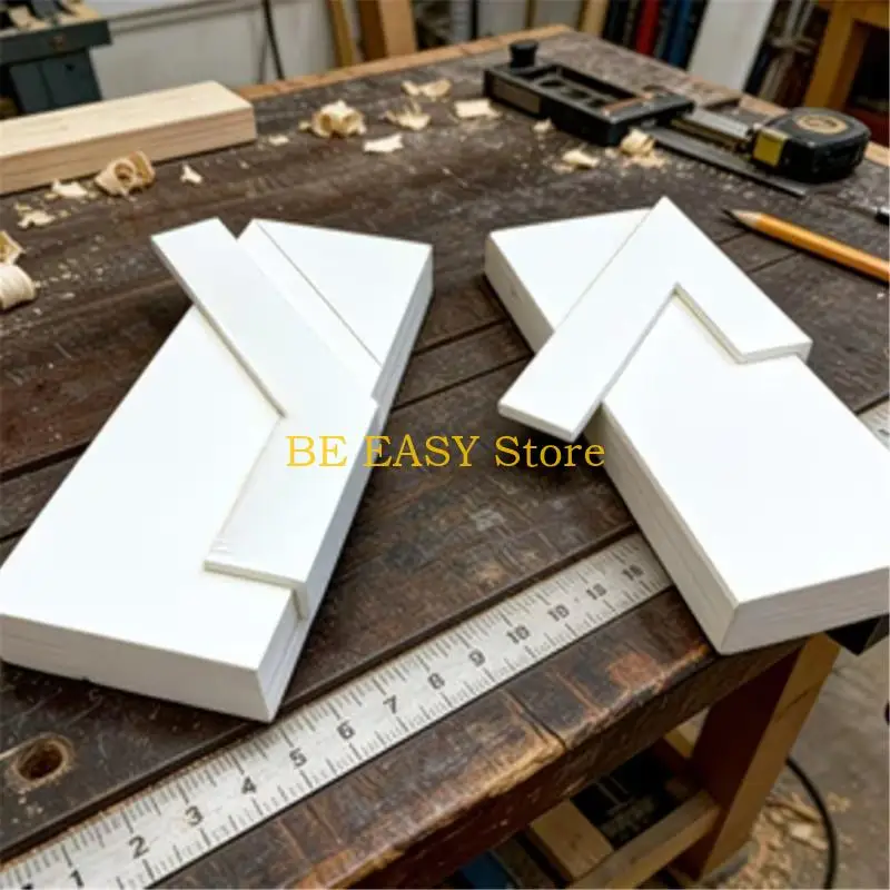 E28F Corner Reference Guide 45 Degree Woodworking Positioning Square, 2 Piece Plastic Tool for Corner Checking and Frame Work in