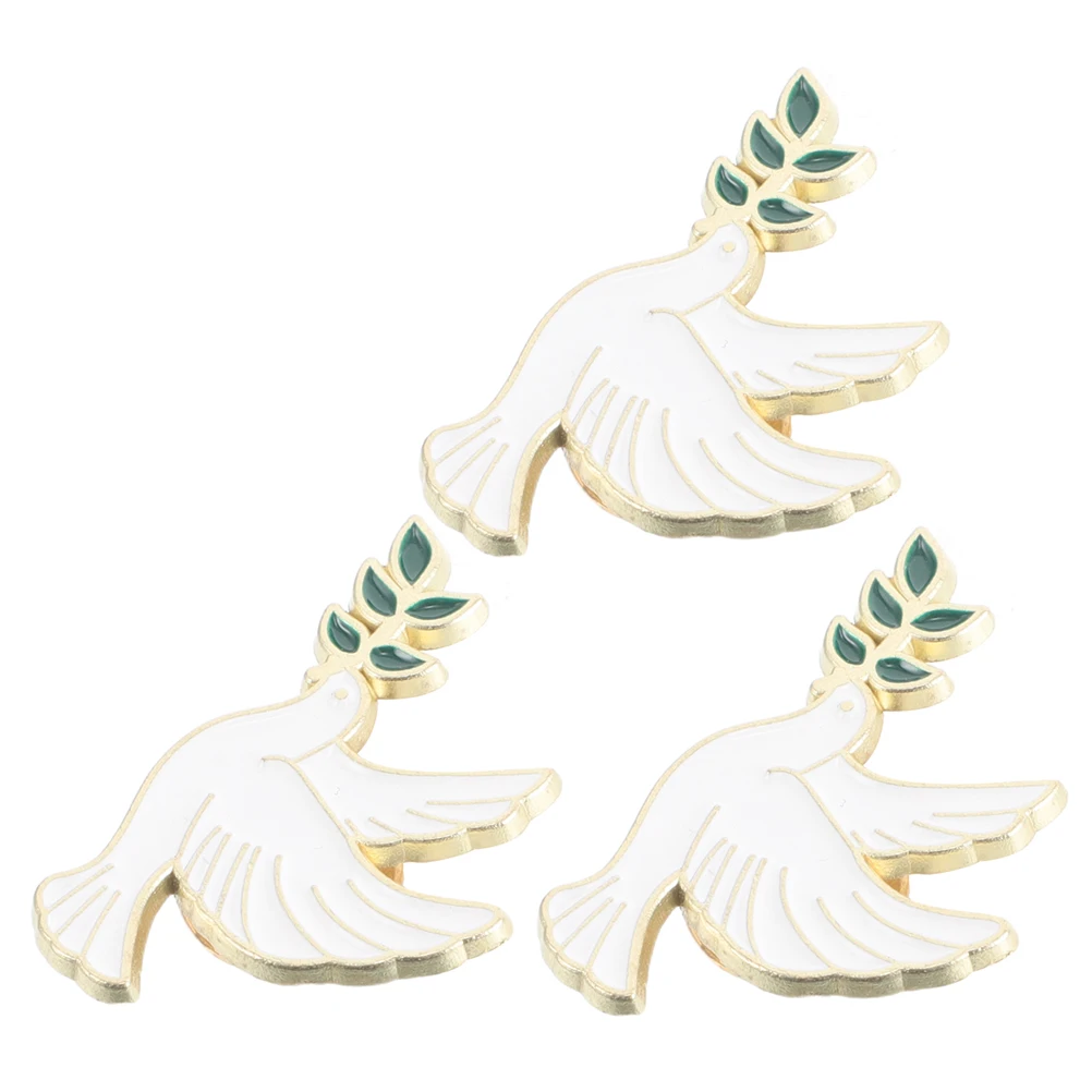 3 Pcs Peace Dove Brooch Cute Pin Bird Enamel Girl Animal for Women Zinc Alloy Clothing Badge Miss