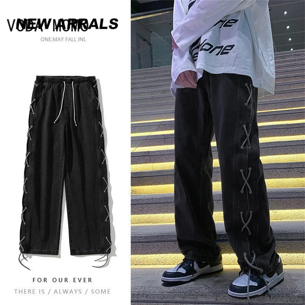 

Korean Fashion Men Wide Leg Jeans 2025 Autumn New Streetwear Straight Baggy Denim Pants Male Brand Trousers Mens Pants