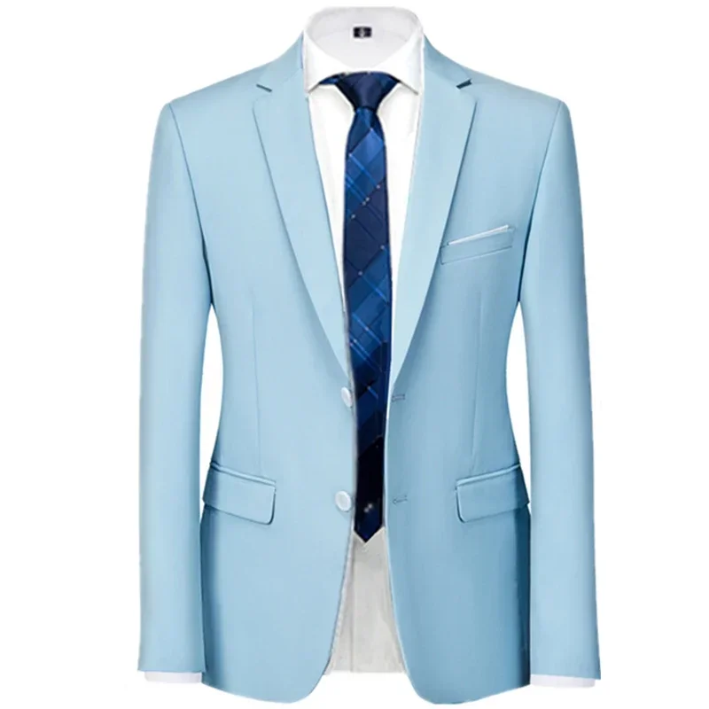 Men's Blazer Business Slim Official Solid Color Groom Dress Coat High Quality Plus Size Fashion Suit Formal Wear Dress Jacket