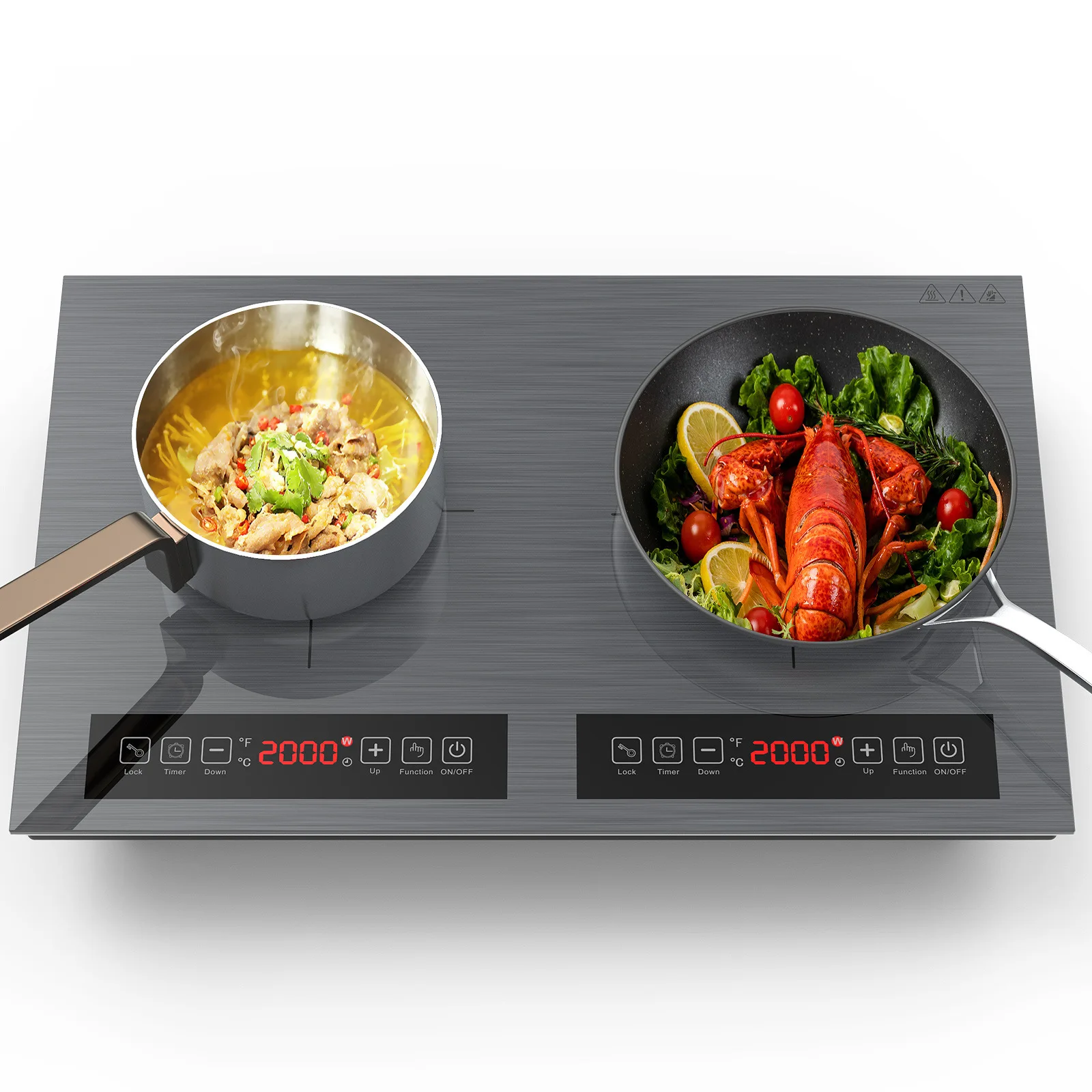 induction cooker high power household H66 double stove wire brushed panel black crystal plate integrated stove fire boiler