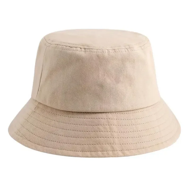 Cotton Summer Foldable Bucket Hat Unisex Women Outdoor Sunscreen Hat Pure Color Fishing Hunting Cap Men Basin Chapeau Beach Cap