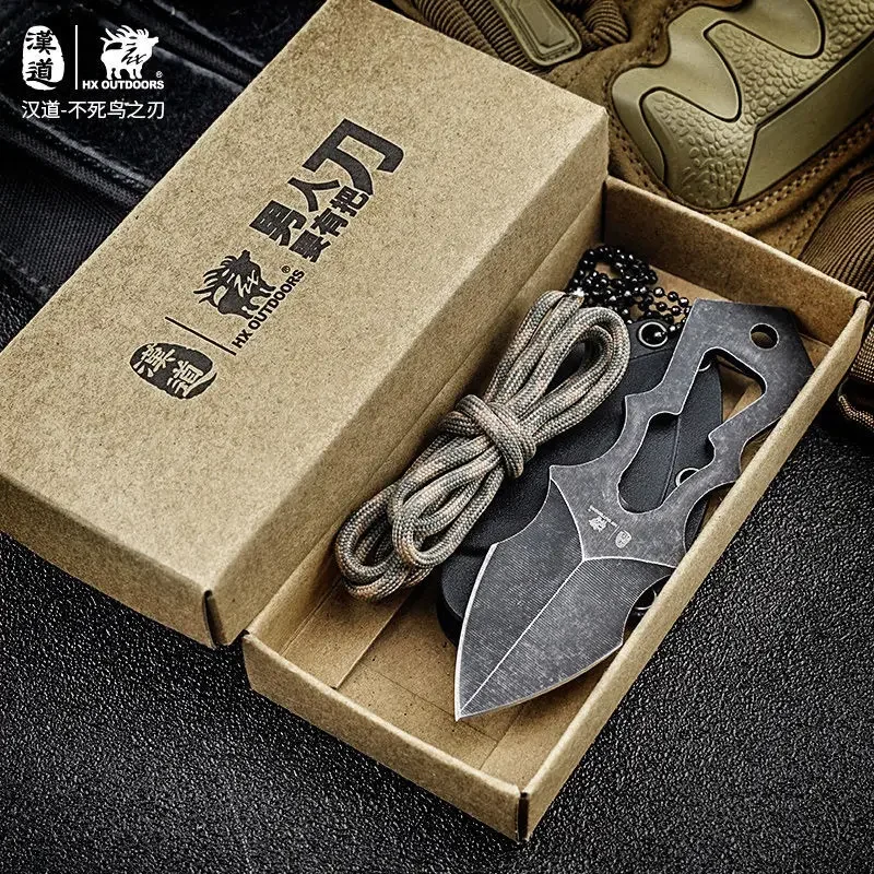 Undead Bird Outdoor Knife Portable Small Straight Knife Hanging on Neck Knife Field Life-Saving Knife Self-Defense Knife Sharp K