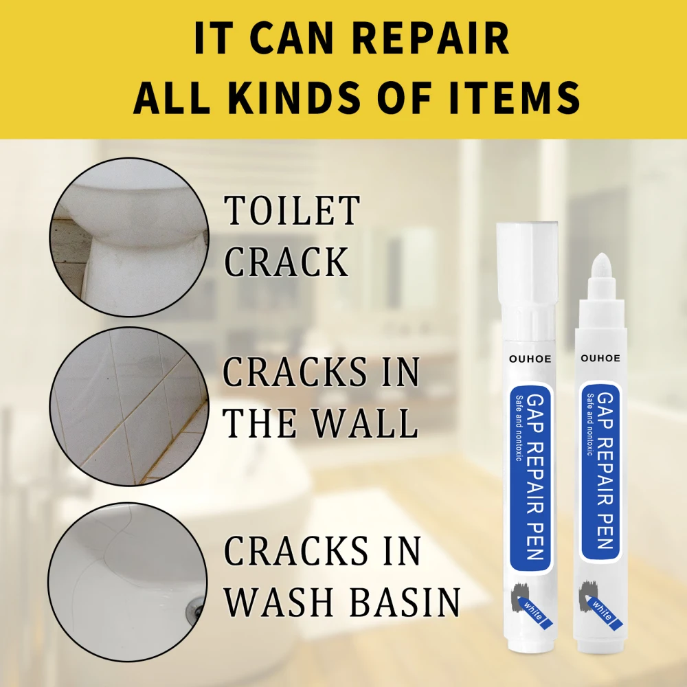 30g Bathroom Waterproof Mildew-proof Floor Gap Tile Repair Pen Wall Repair Pen Tile Beauty Seam Pen White Grout Marker Home Tool