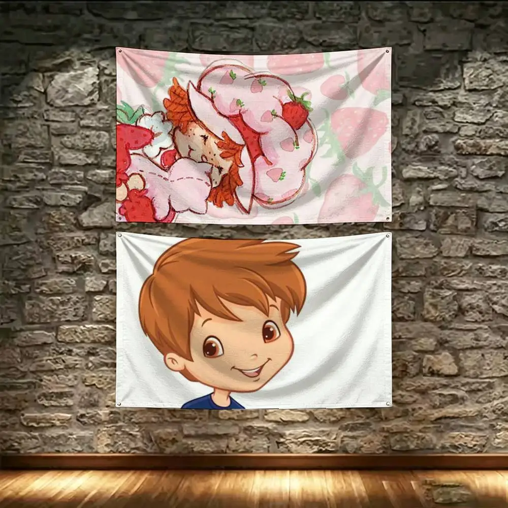 S-Strawberry Shortcake Berry Room Decoration Wall Tapestry Hanging Aesthetic Bedrooms Advertising Banner