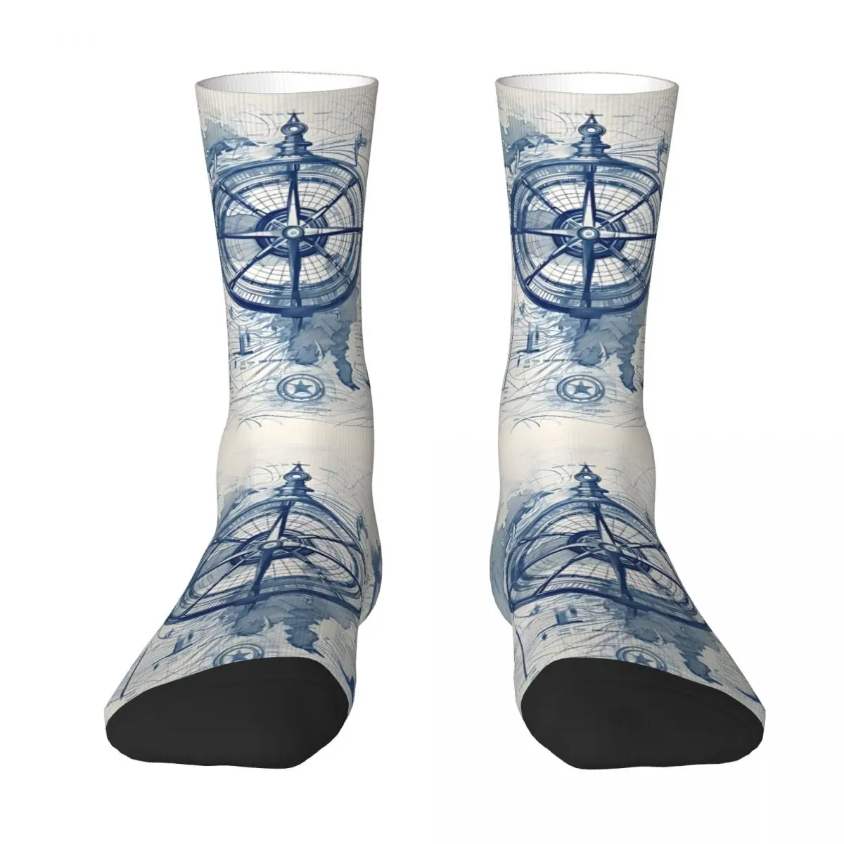 Funny Men's Socks Sailor's Boundless Explorations Retro Hip Hop Casual Crew Sock Gift Pattern Printed