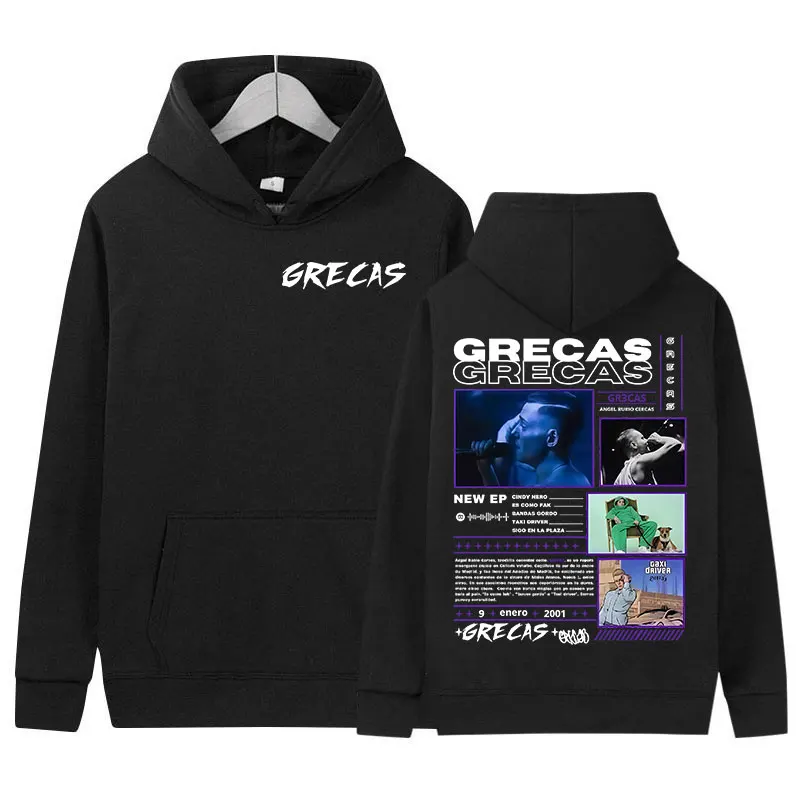

Rapper Grecas Tour 2025 Album Graphics Hoody Men Vintage Oversized Pullover Sweatshirt Y2K Hip Hop Gothic Punk Hoodie Streetwear