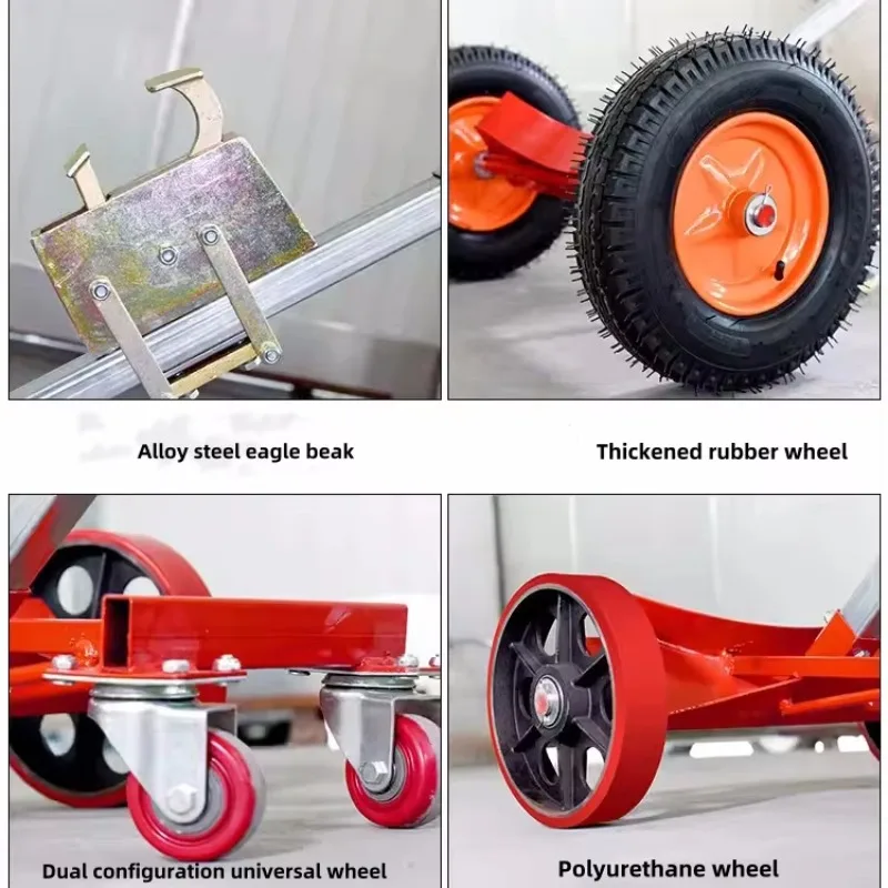 16 Inch Pneumatic Wheels Four-wheeled Hawksbill Oil Drum Cart Steel Handling Trolley for Plastic Drums Iron Drums 450kg Capacity